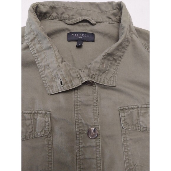 Talbots Jacket Womens Large Olive Green Pockets Utility Everyday Norm Casual - Picture 2 of 16